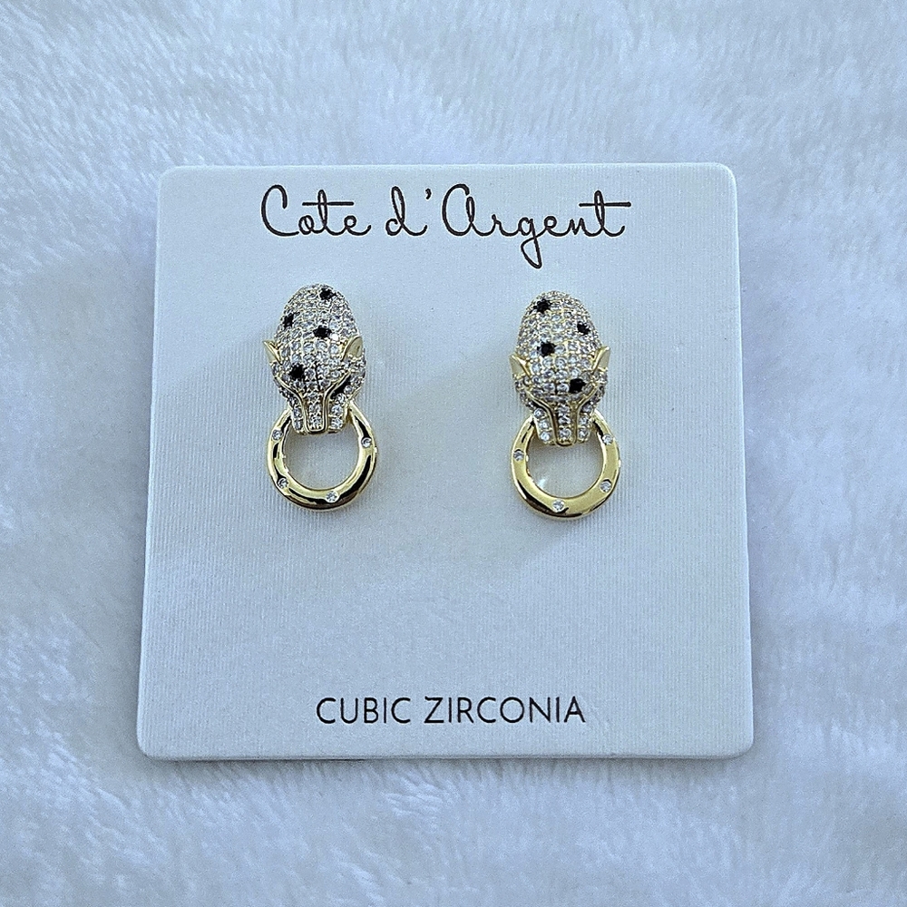 Cote d'Argent Cheetah Grasping Gold💛 Ring⭕️ Earrings - Picture 11 of 16
